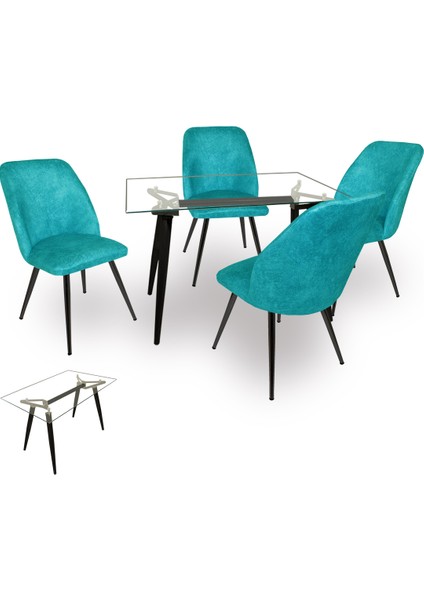 Dilara Cam - Nilüfer Masa Takımı - Turkuaz