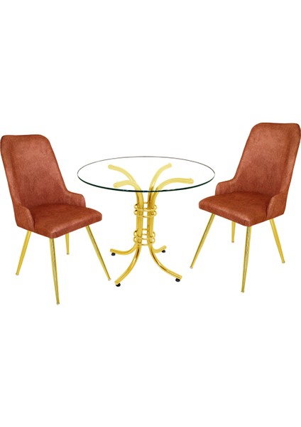 Buket Yuvarlak Gold Cam - Çırağan Gold Fiskos Seti - Kahve