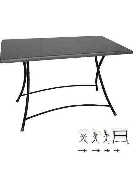 Modern Katlanır Werzalit Tabla Masa (70X120) - Siyah
