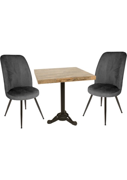 Çipa Laminat Kare - Saray 2li Masa Takımı - Füme