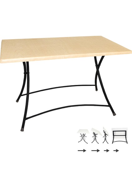 Modern Katlanır Werzalit Tabla Masa (80X120 - Akçaağaç
