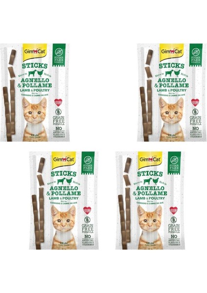 Sticks Kuzu Etli ve Pirinçli Kedi Ödül Çubukları 4 Parça x 4 Adet