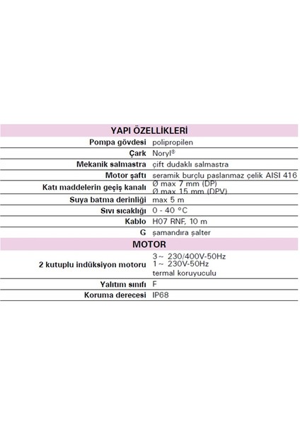 Pentax-Drenaj Dalgıç POMPA-DP80G (Monofaze)