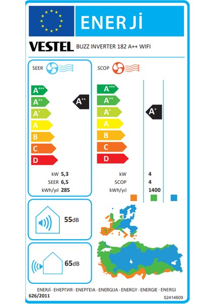 Buzz 182 A++ 18000 BTU Wi-Fi Inverter Duvar Tipi Klima