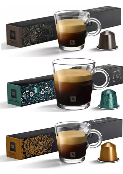 Stockholm Fortissio Lungo, Roma ve Genova Livanto Kapsül Kahve 10'lu 3'lü Set (30 Kapsül)