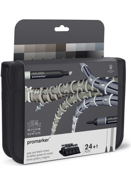 : Promarker Siyah Gri Çantalı Set : 24 Renk