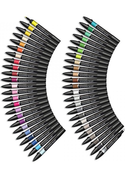 : Promarker Brush Karışık Masaüstü Standlı Set : 48 Renk