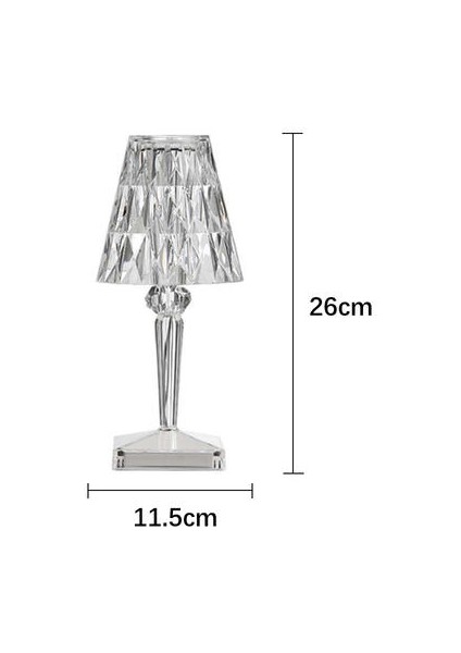 11.5 cm Elmas Masa Lambası, 220 V USB Şarj Net Kırmızı Başucu Dekoratif Kristal LED Masa Lambası, Akrilik LED Masa Lambası, Şeffaf Masa Lambası