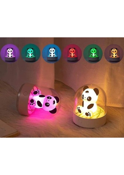 Gece Lambası Çocuk Bebek Gece Lambası Panda USB Şarj ile LED Gece Lambası Abd Odası, Bebek Odası, Yatak Odası, (Beyaz)