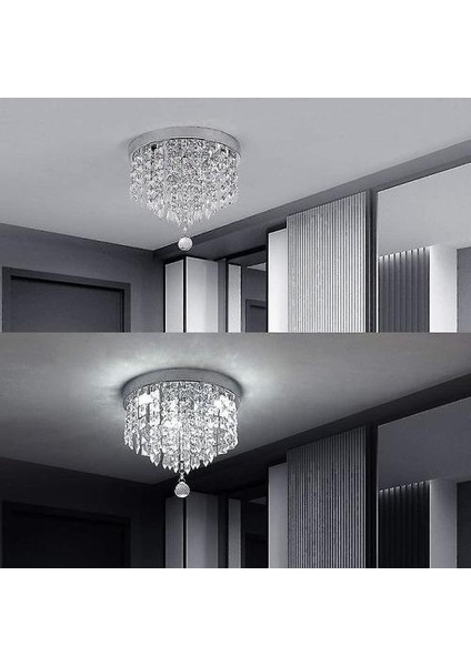 Lambalar Kristal Ch Elier Modern LED Tavan Işık Gömme Montaj Paslanmaz Çelik Fikstür 966; 250MM Boncuklu