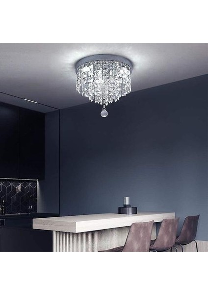 Lambalar Kristal Ch Elier Modern LED Tavan Işık Gömme Montaj Paslanmaz Çelik Fikstür 966; 250MM Boncuklu