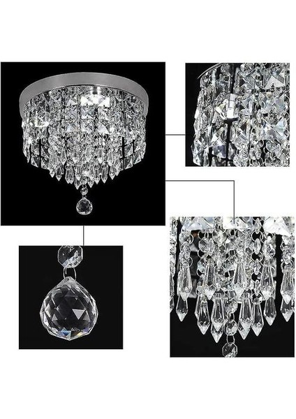 Lambalar Kristal Ch Elier Modern LED Tavan Işık Gömme Montaj Paslanmaz Çelik Fikstür 966; 250MM Boncuklu