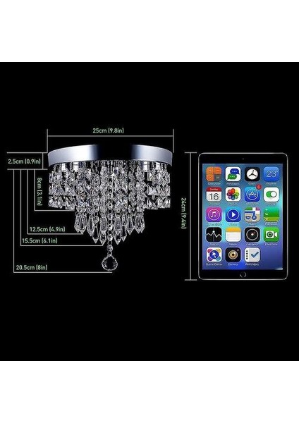 Lambalar Kristal Ch Elier Modern LED Tavan Işık Gömme Montaj Paslanmaz Çelik Fikstür 966; 250MM Boncuklu
