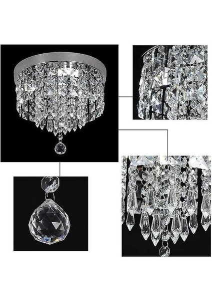 Lambalar Kristal Ch Elier Modern LED Tavan Işık Gömme Montaj Paslanmaz Çelik Fikstür 966; 250MM Boncuklu(Yurt Dışından)