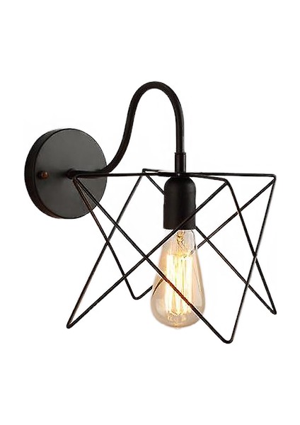 LED Duvar Işık Retro Loft Endüstriyel Duvar Lambası Siyah E27 Vintage Aplikler Duvar Lambası Endüstriyel Aydınlatma Armatürü Kapalı (D)