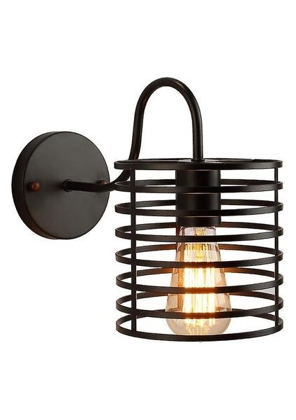 LED Duvar Işık Retro Loft Endüstriyel Duvar Lambası Siyah E27 Vintage Aplikler Duvar Lambası Endüstriyel Aydınlatma Armatürü Kapalı (H)