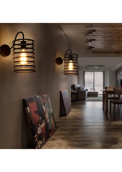 LED Duvar Işık Retro Loft Endüstriyel Duvar Lambası Siyah E27 Vintage Aplikler Duvar Lambası Endüstriyel Aydınlatma Armatürü Kapalı (H)