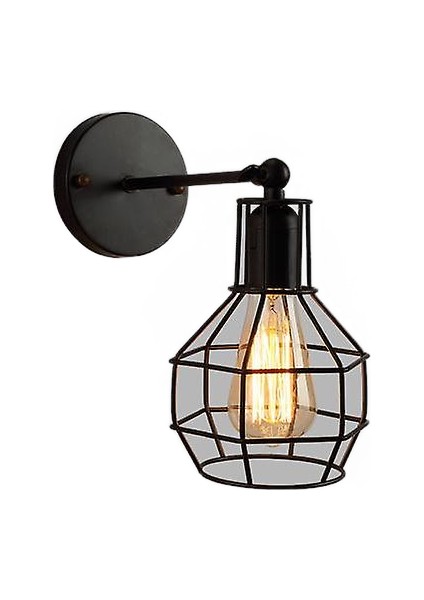 LED Duvar Işık Retro Loft Endüstriyel Duvar Lambası Siyah E27 Vintage Aplikler Duvar Lambası Endüstriyel Aydınlatma Armatürü Kapalı (C)(Yurt Dışından)