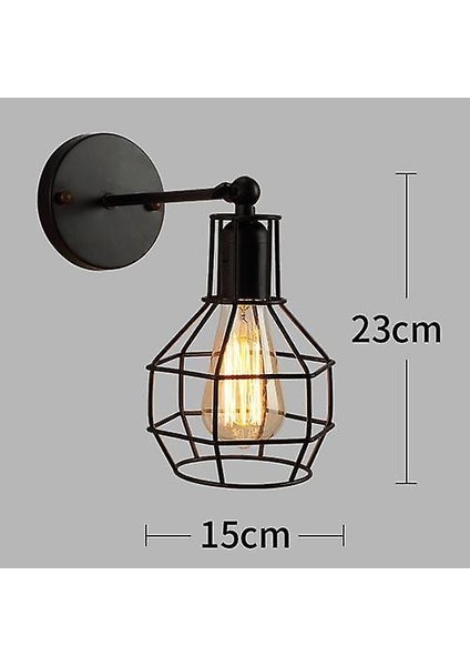 LED Duvar Işık Retro Loft Endüstriyel Duvar Lambası Siyah E27 Vintage Aplikler Duvar Lambası Endüstriyel Aydınlatma Armatürü Kapalı (C)(Yurt Dışından)