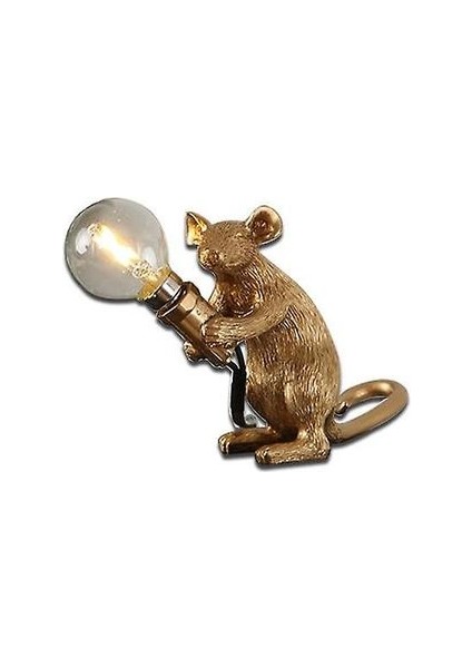 Fare Masası Lambaları Seletti Morden LED Başucu Masa Lambası Ev Yatak Odası Için Dekorasyon Art Deco Sıçan Gece Işıkları Ab / Au / Abd / Ingıltere Fiş (Gold)