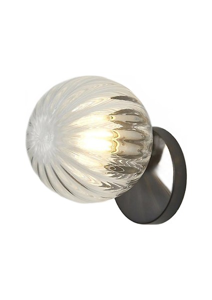 Iskandinav LED Duvar Ay Lambası Demir Modern Dekoratif Merdiven LED Işık Ev Başucu Yuvarlak Cam Duvar Işıkları Ahşap Aplike Murale E27 (H)