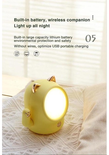 Masa Lambaları LED Gece Işık Dokunmatik Dim USB Şarj Şanslı Kedi Sevimli Başucu Lambası Yatak Odası Dekor Ev Için Çocuk Yaratıcı Hediye | LED Gece Işıkları