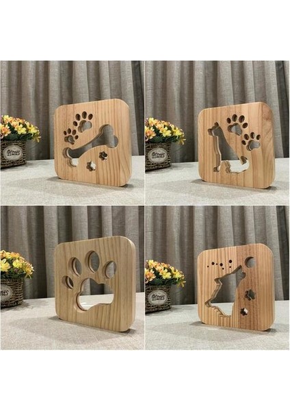 Ahşap Köpek Paw Kurt Kafa Lambası Çocuk Gece Lambası Çocuk Yatak Odası Dekorasyon Sıcak Işık LED USB Gece Işık Çocuk Hediye | Masa Lambaları modelleri