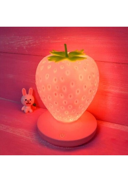 Yaratıcı Masa Lambaları Çilek Tarzı + USB Şarj Edilebilir + Dokunmatik Anahtarı LED Dim Gece Lambaları Çocuklar Başucu Işık Pun Besleme Lambası | LED Masa Lambaları