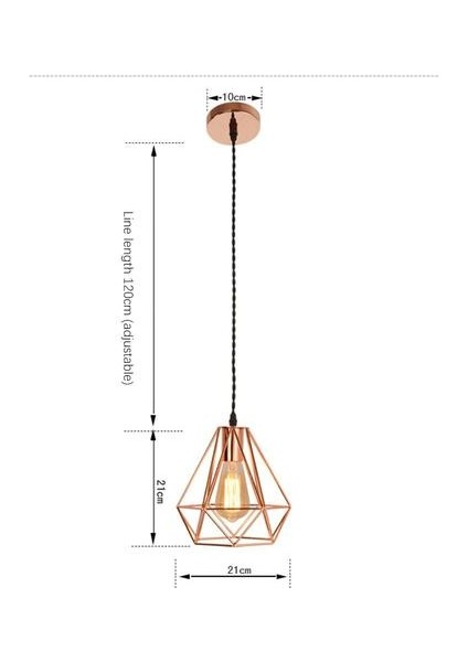 21 cm Elmas Altın Avize, 220 V E27LED Tek Spiral Attic Aydınlatma Elmas Altın Demir Avize(Yurt Dışından)