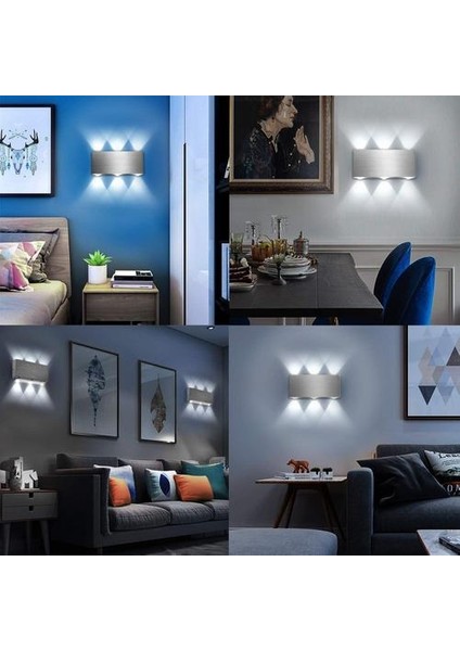 Yıldırım Modern Alüminyum 6 LED Duvar Işıkları Oturma Odası Yatak Odası Koridor Için Işık Up Işık, Soğuk Beyaz