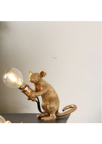 Seletti Morden Fare Masası Lambaları LED Başucu Masa Lambası Ev Yatak Odası Için Dekorasyon Art Deco Sıçan Gece Işıkları Ab / Au / Abd / Ingıltere Fiş (Gold)(Yurt Dışından) modelleri