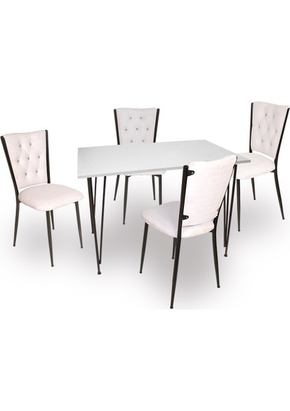 - Kapitoneli Mutfak Masa Takımı - Beyaz