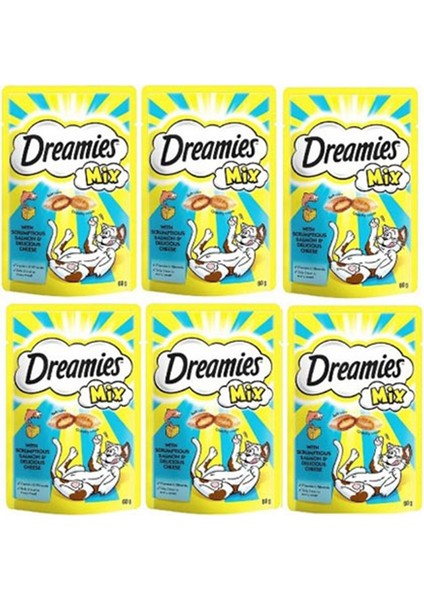 Mix Kedi Ödül Maması Somon Balıklı ve Peynirli 6X60 gr