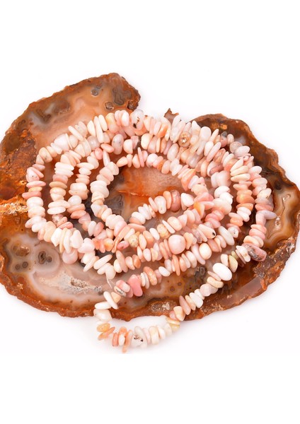 Pembe Opal Taşı Şekilsiz Dizi - Kırık Taş