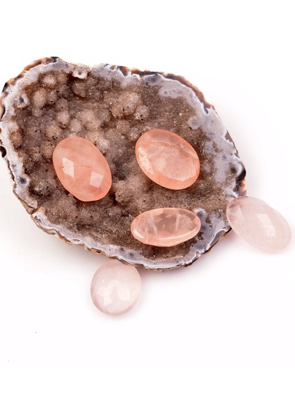 Pembe Kuvars Taşı Faset Kesim - Büyük Boy Yüzük ve Kolye Taşı