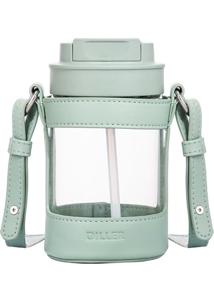 399 ml H543 470 ml Taşınabilir Cam Çift Içme Kupası Samanlı Yeşil (Yurt Dışından)