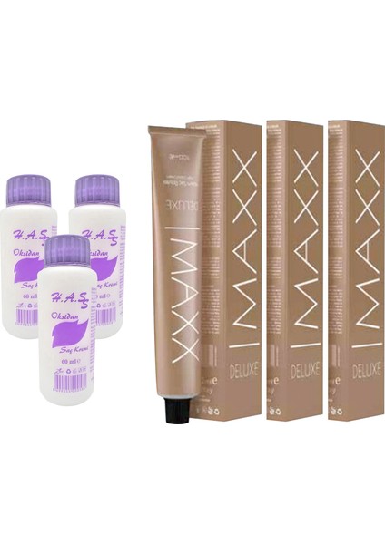 Maxx Deluxe Saç Boyası 60  ml+Oksidan 60  ml  3lü 4.0