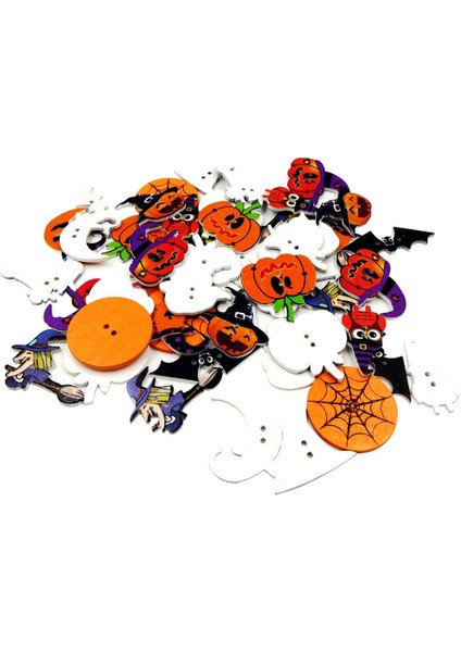 100 Parça 2 Delik Dıy Dikiş Scrapbooking Dekor Için Karışık Cadılar Bayramı Ahşap Düğmeleri (Yurt Dışından) fiyatları