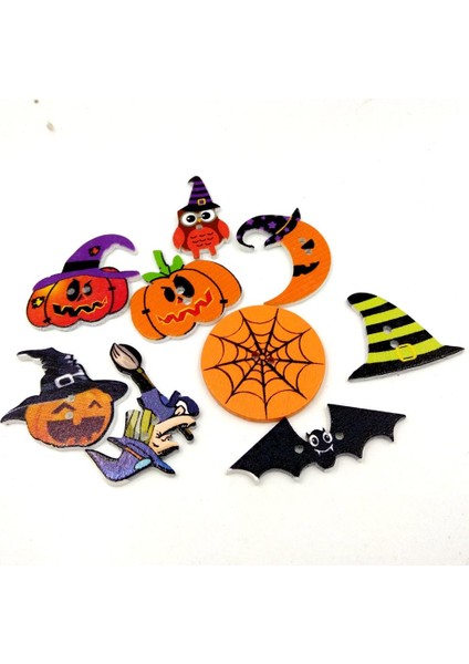 100 Parça 2 Delik Dıy Dikiş Scrapbooking Dekor Için Karışık Cadılar Bayramı Ahşap Düğmeleri (Yurt Dışından) fırsatları