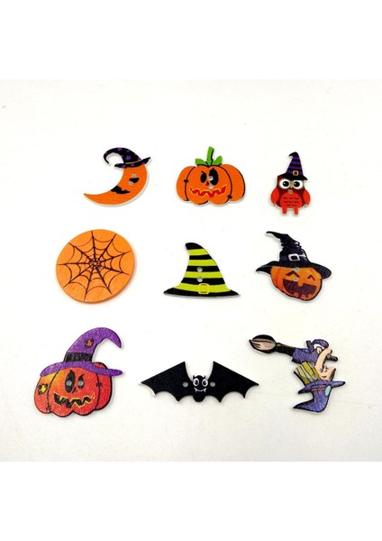 100 Parça 2 Delik Dıy Dikiş Scrapbooking Dekor Için Karışık Cadılar Bayramı Ahşap Düğmeleri (Yurt Dışından) indirimleri