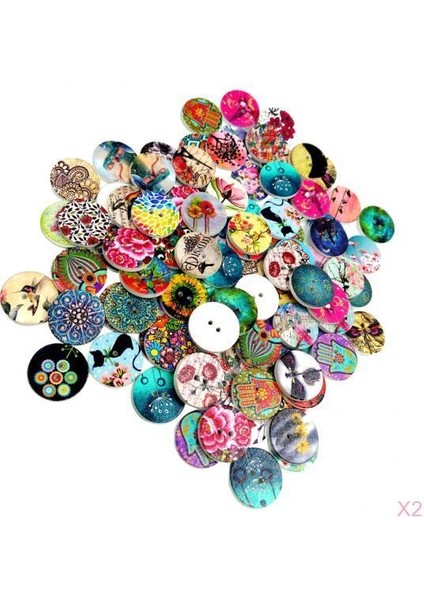 200 Parça Dıy Çeşitli 2 Delikli Ahşap Düğmeler Dikiş Scrapbooking Craft 20 mm (Yurt Dışından)