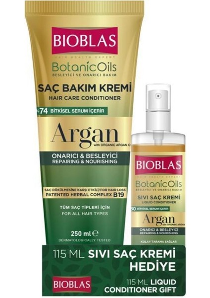 Botanic Oils Argan Yağlı Saç Bakım Kremi 250ml+Sıvı Saç Kremi 115ml