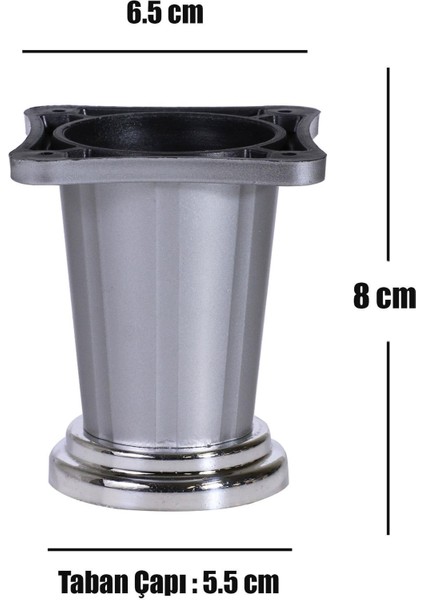 Mobilya Masa Puf Sehpa Tv Ünitesi Ayağı Baza Ayak 8 Cm Krom Saten