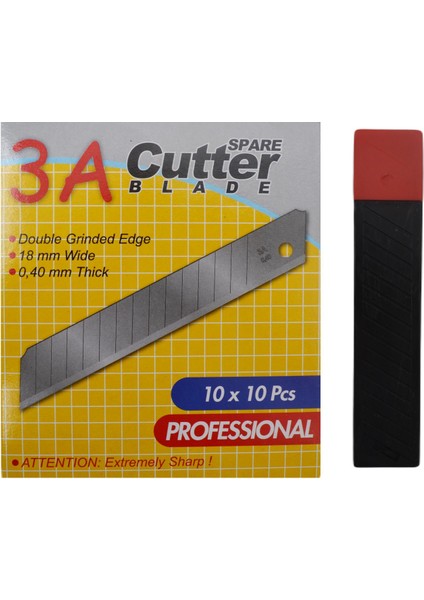 Geniş Maket Bıçağı Yedeği 18 mm 10'lu 10 Tüp 100 Adet KOD:276