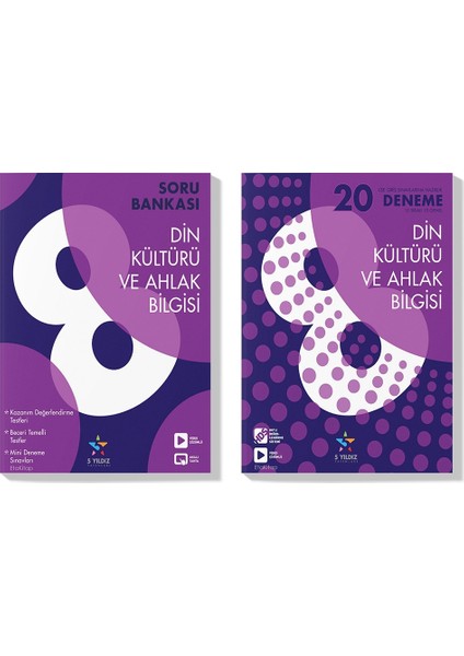 5 Yıldız Yayınları LGS 2023 Din Kültürü Soru Bankası & Deneme Seti (2 Kitap)