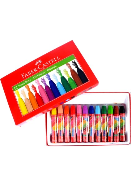 Faber Castell Kuru Sulu Keçeli Pastel 12 Renk Boya ve 25X35 Spiralli 2 Adet Defter Seti