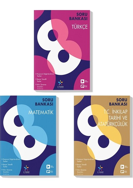 5 Yıldız Yayınları LGS 2023 Türkçe Matematik Inkılap Tarihi Soru Bankası Seti (3 Kitap)