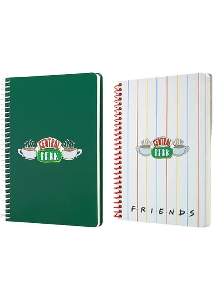 Friends Spiralli Beyaz ve Friends Central Perk Yeşil Butik Defter Çizgili 96 Yaprak 17X24