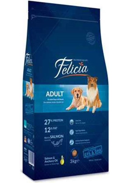 Az Tahıllı Somonlu Yetişkin Köpek Maması 3 kg