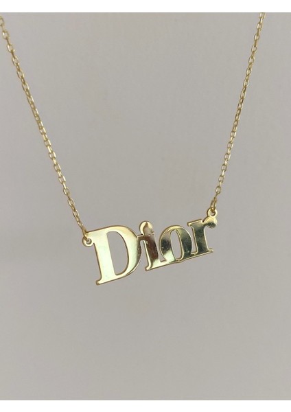 Dior Yazılı 925 Ayar Gümüş Tasarım Kadın Kolye